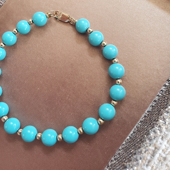 Vintage 14k Turquoise Beaded Bracelet - Picture 4 of 9